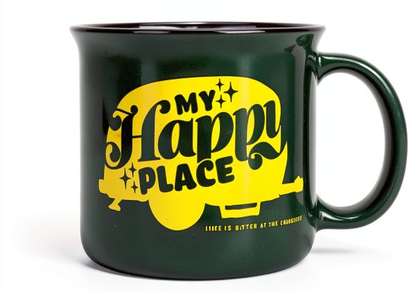 Camco Ceramic Mug Green My Happy Place Design 14 oz-1