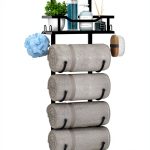 SWTYMIKI Metal Towel Rack Door Wall Mount 6 Tier Black-0