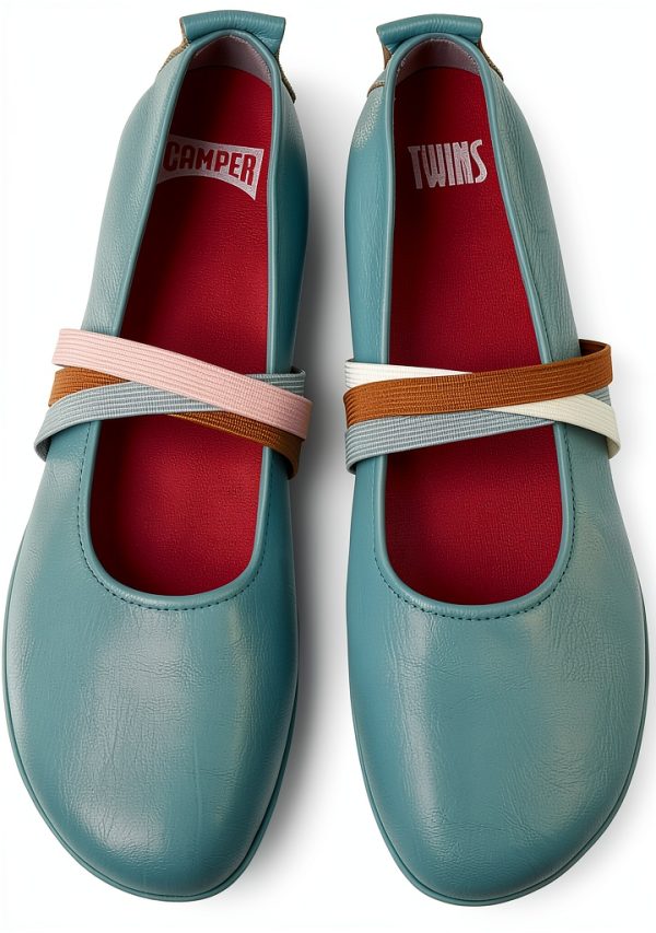 Camper Womens Loafers Medium Green Leather Slip On Shoes-3