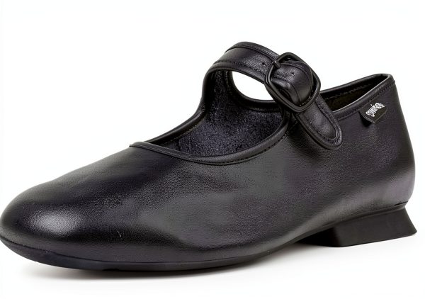 Womens Leather Flats Black Comfortable Casual Shoes-0