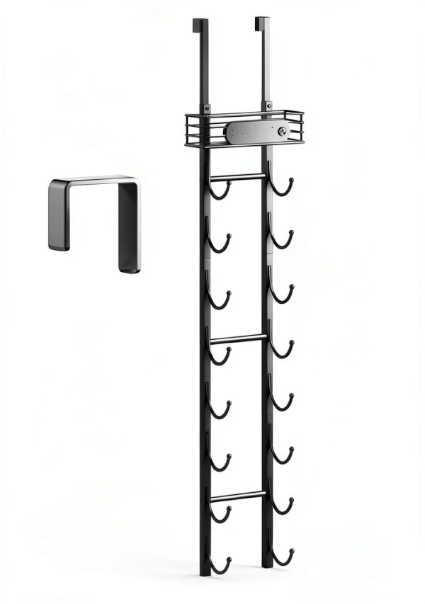 SWTYMIKI Towel Rack Metal Door Mount Bathroom Storage-5