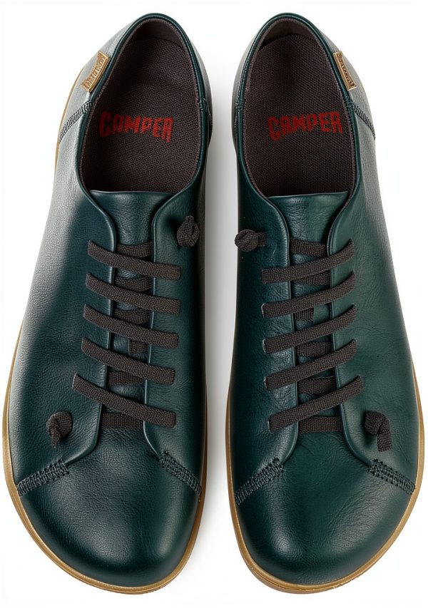 Camper Mens Leather Sneakers Dark Green Cow Leather TPU Sole-3