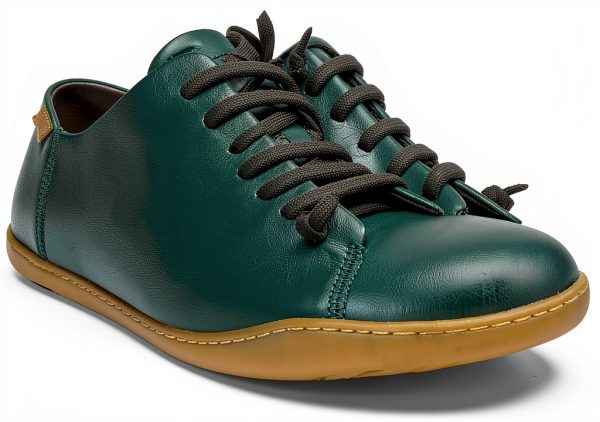 Camper Mens Leather Sneakers Dark Green Cow Leather TPU Sole-4