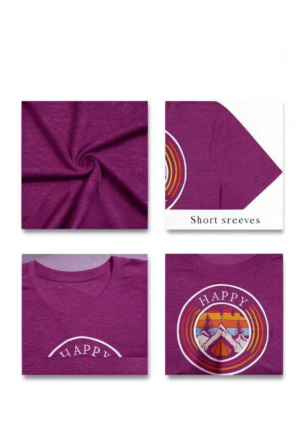 Happy Camper Shirt Womens Cotton Blend Outdoor Travel Tee-2