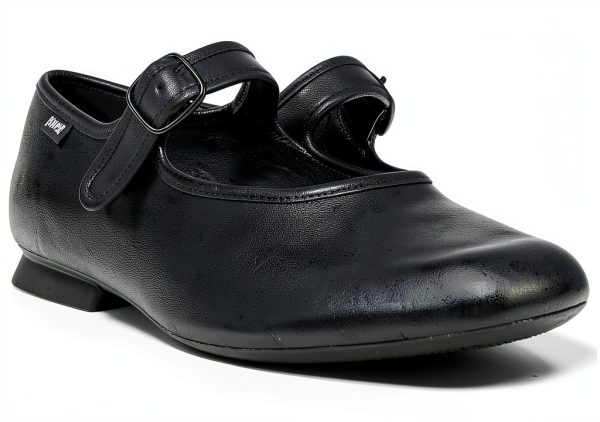 Womens Leather Flats Black Comfortable Casual Shoes-5