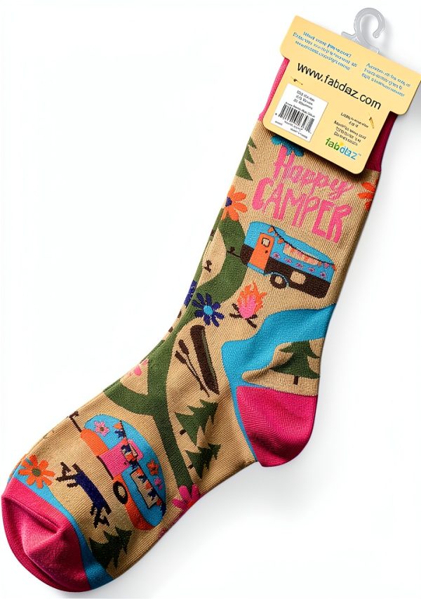 Happy Camper Socks FabDaz Womens Novelty Outdoor Design-4