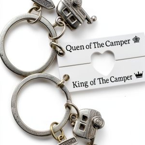 Camper Keychain Set Queen King RV Enthusiasts Gift-0