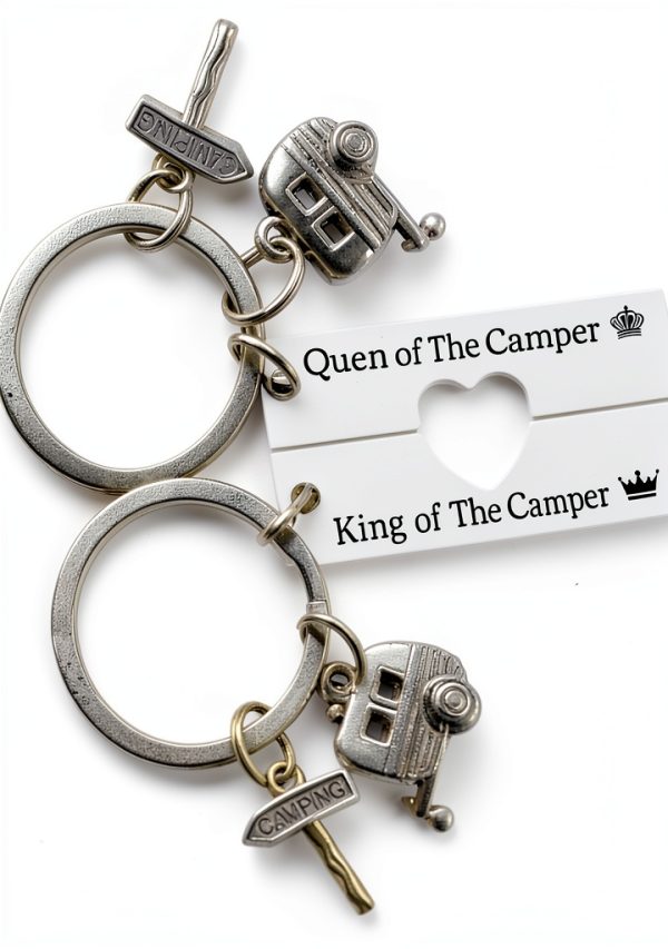 Camper Keychain Set Queen King RV Enthusiasts Gift-0