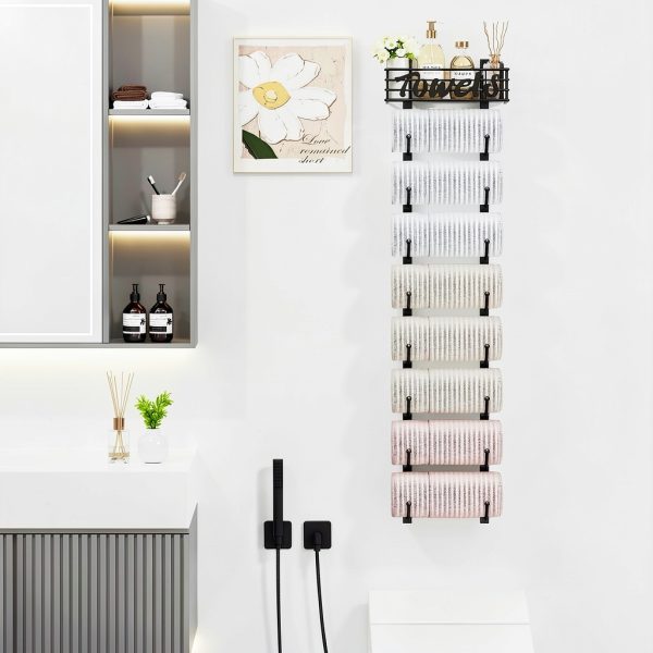 SWTYMIKI Towel Rack Metal Door Mount Bathroom Storage-3