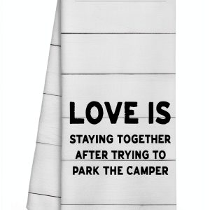 WFSM Chenille Kitchen Towel Rustic Camping Letter Print-0