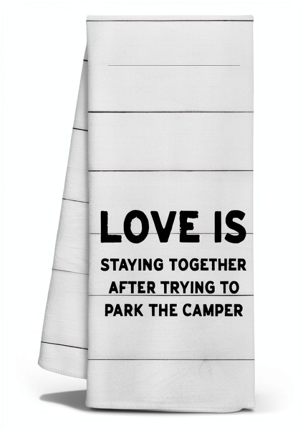 WFSM Chenille Kitchen Towel Rustic Camping Letter Print-0