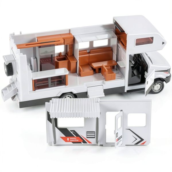 Yewkou Camper Van Toy Push Go Realistic Sound Kids Gift-3