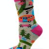 Happy Camper Socks FabDaz Womens Novelty Outdoor Design-2