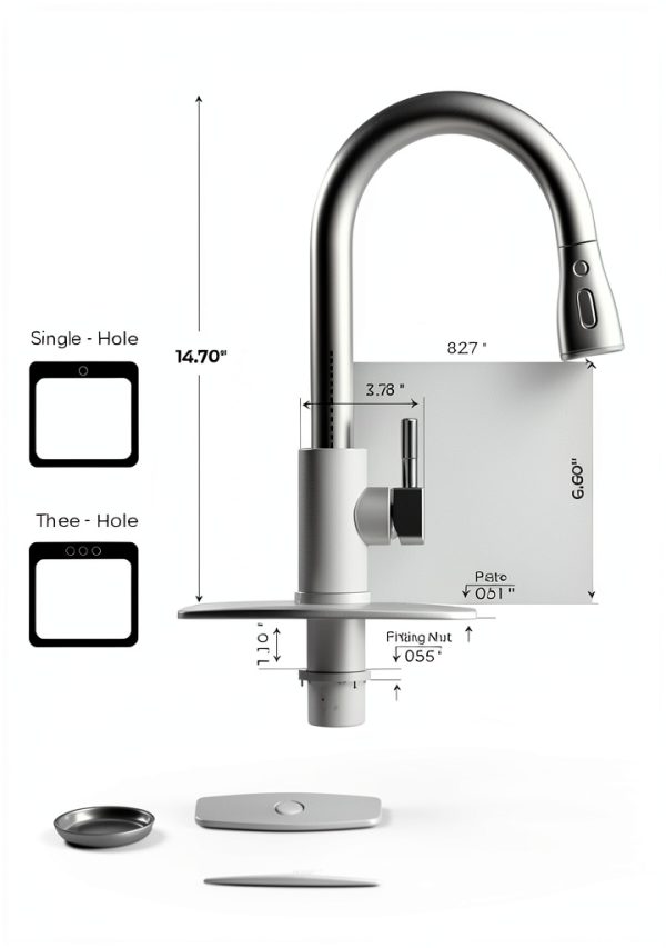FORIOUS Kitchen Faucet Stainless Steel Pull Down Sprayer-5