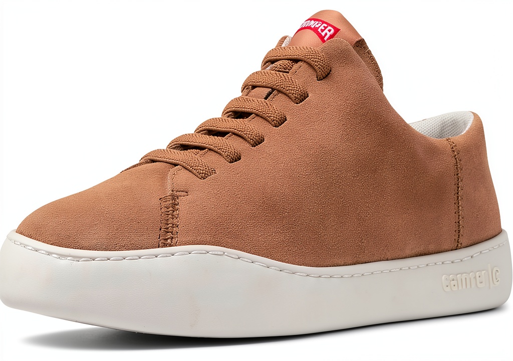 Installing Camper Womens Leather Shoes Nude 051 Comfortable Design on a wooden desk
