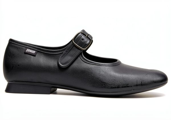 Womens Leather Flats Black Comfortable Casual Shoes-6