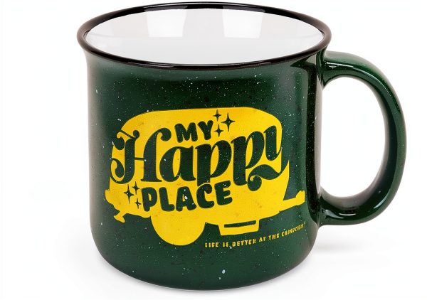 Camco Ceramic Mug Green My Happy Place Design 14 oz-0