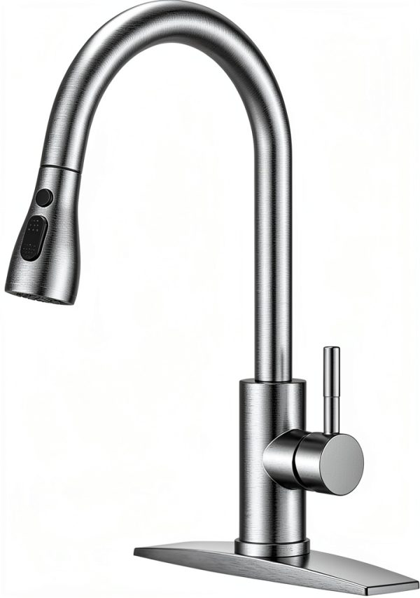 FORIOUS Kitchen Faucet Stainless Steel Pull Down Sprayer-0