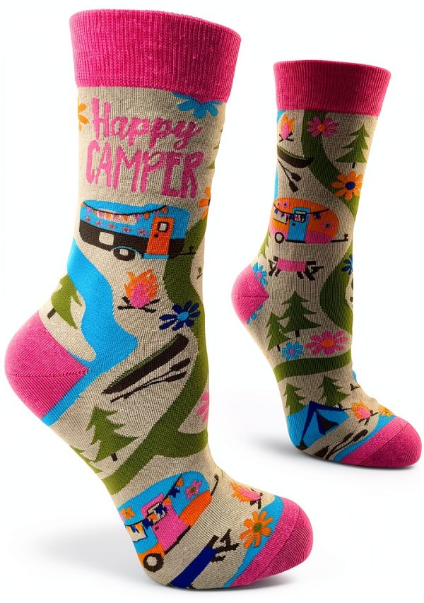 Happy Camper Socks FabDaz Womens Novelty Outdoor Design-0
