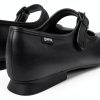 Womens Leather Flats Black Comfortable Casual Shoes-1
