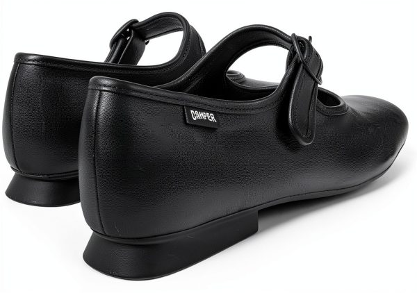 Womens Leather Flats Black Comfortable Casual Shoes-1