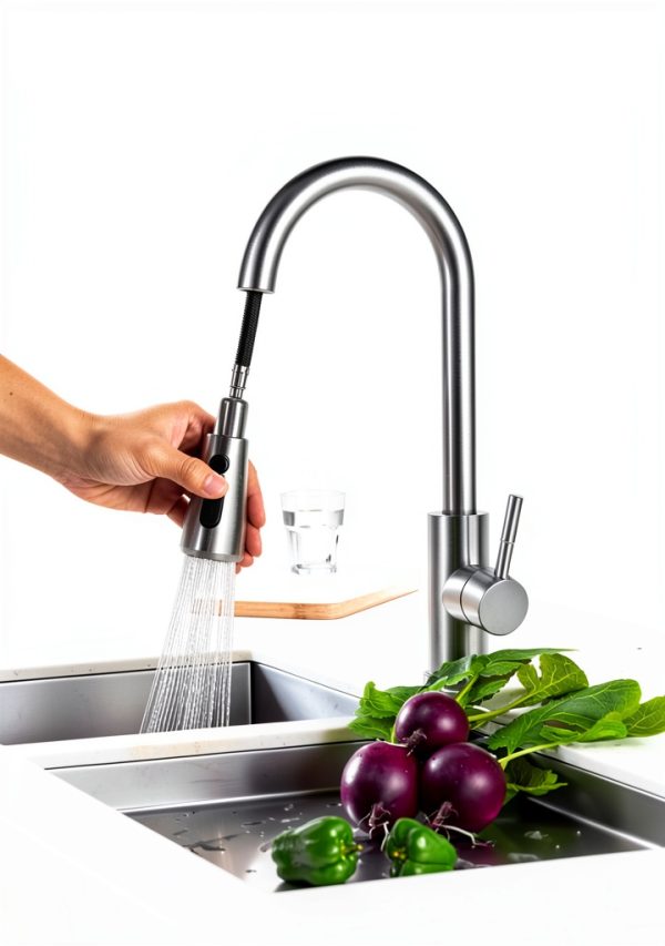 FORIOUS Kitchen Faucet Stainless Steel Pull Down Sprayer-1