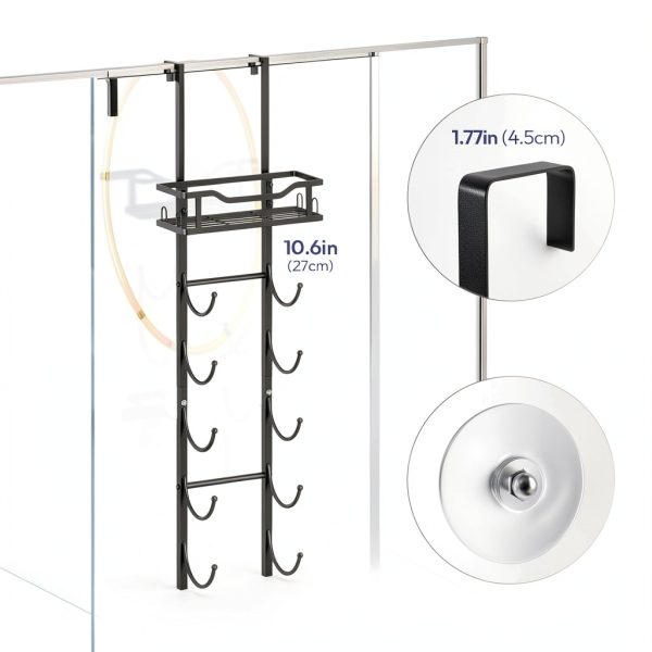 SWTYMIKI Metal Towel Rack Door Wall Mount 6 Tier Black-6