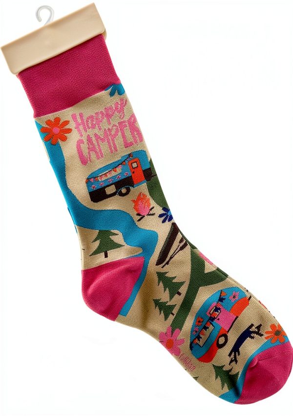 Happy Camper Socks FabDaz Womens Novelty Outdoor Design-3