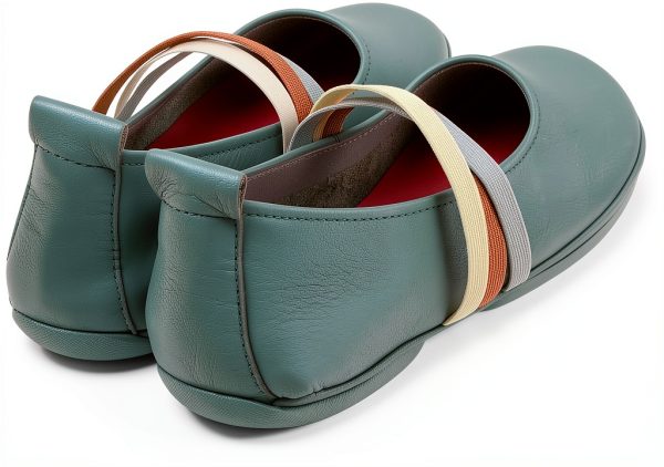 Camper Womens Loafers Medium Green Leather Slip On Shoes-1