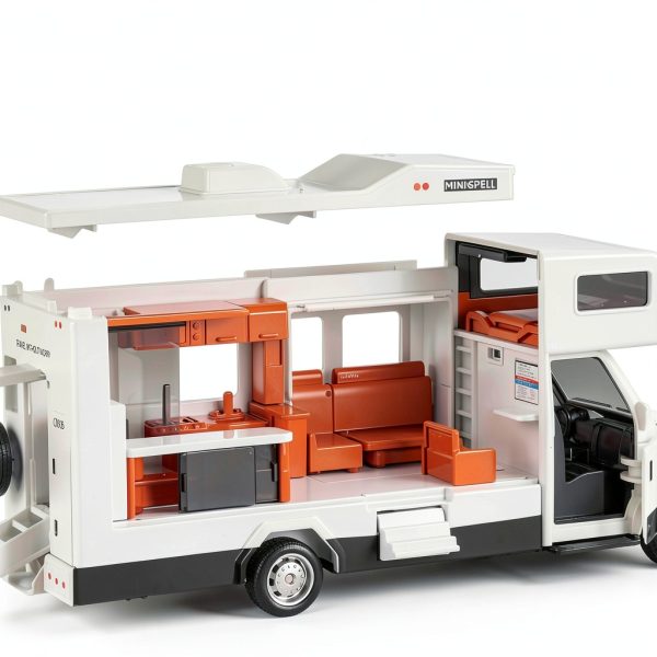 Yewkou Camper Van Toy Push Go Realistic Sound Kids Gift-5