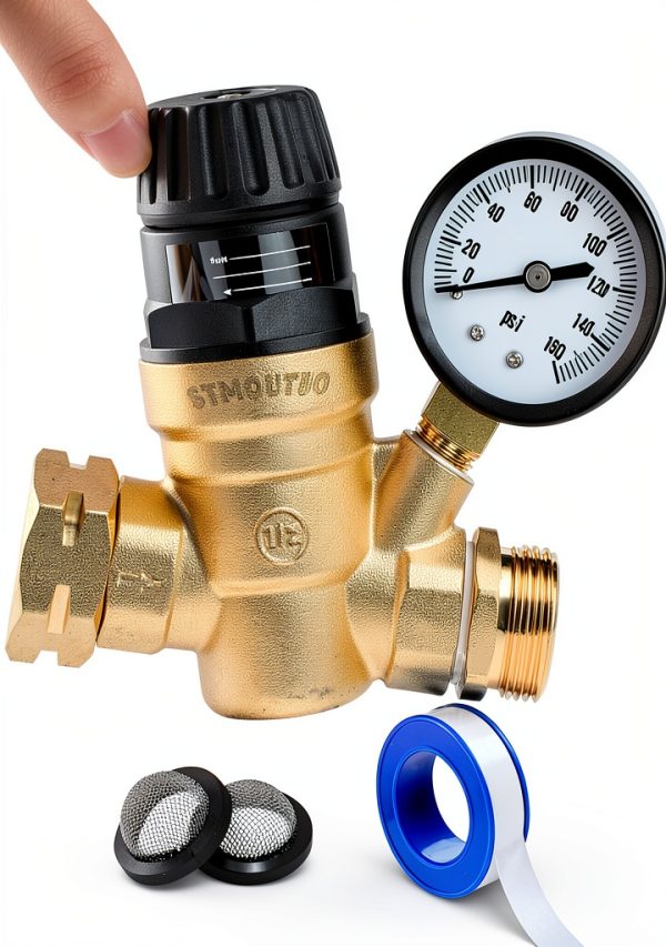 STMOUTUO RV Water Pressure Regulator Brass 45 PSI Adjustable-0