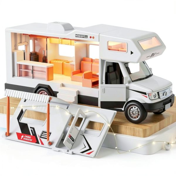 Yewkou Camper Van Toy Push Go Realistic Sound Kids Gift-1