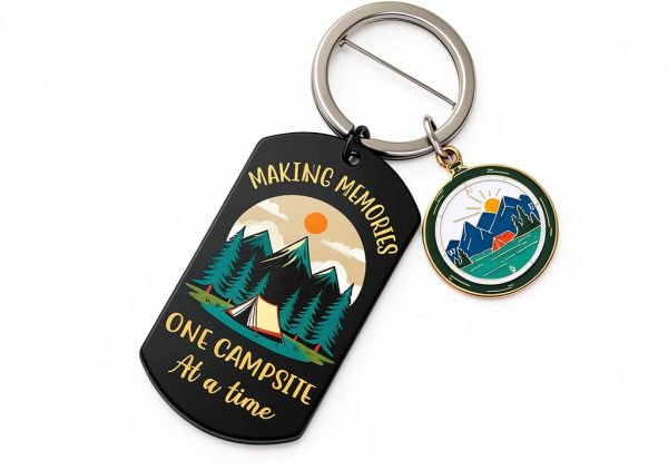 Camper Keychain Stainless Steel Engraved Camping Gift for-1