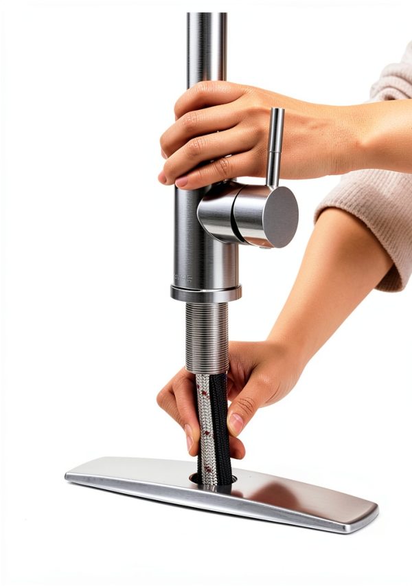 FORIOUS Kitchen Faucet Stainless Steel Pull Down Sprayer-3