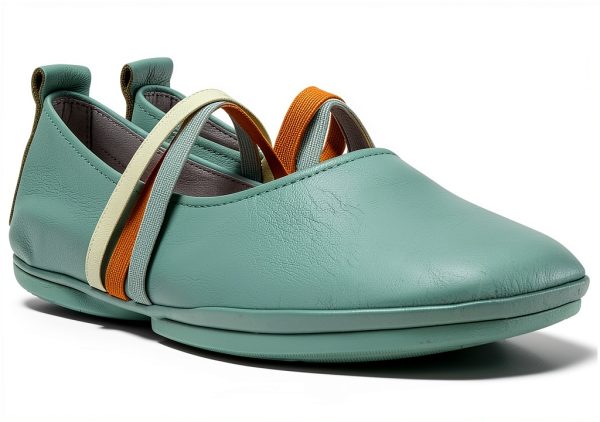 Camper Womens Loafers Medium Green Leather Slip On Shoes-4