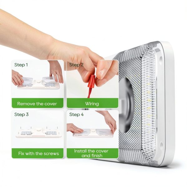 RVGUARD RV LED Ceiling Light Dimmable Double Dome-4