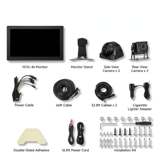 Venluna 10.1in Backup Camera System 4K Monitor 1080p Cameras-8