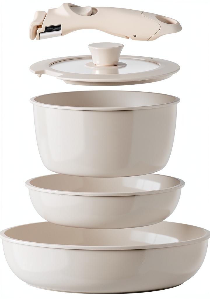 Installing Redchef Ceramic Cookware Set Nonstick Oven Safe 5 Piece on a kitchen counter
