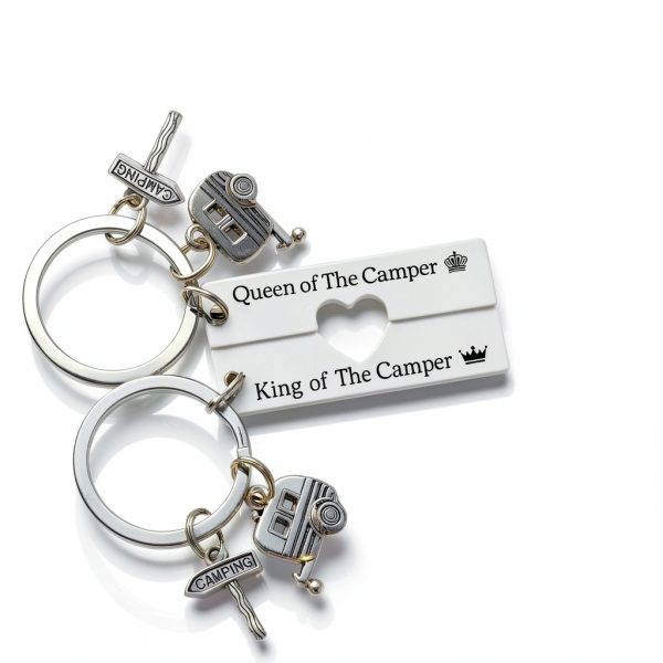 Camper Keychain Set Queen King RV Enthusiasts Gift-1