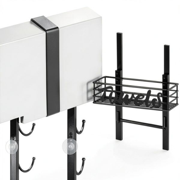 SWTYMIKI Towel Rack Metal Door Mount Bathroom Storage-8