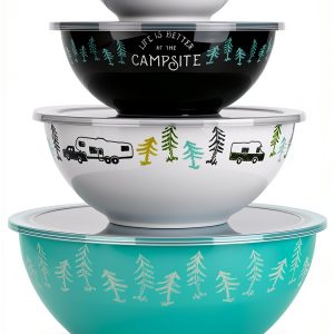 Camco Nesting Bowl Set Melamine Lids Camping Dinnerware-0