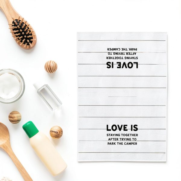 WFSM Chenille Kitchen Towel Rustic Camping Letter Print-5