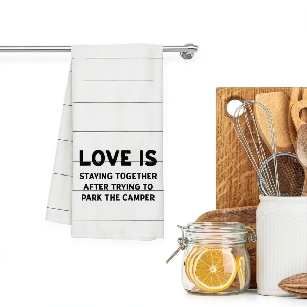 WFSM Chenille Kitchen Towel Rustic Camping Letter Print-3