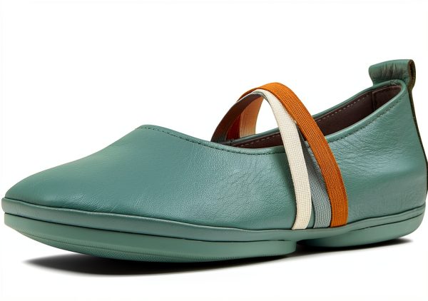 Camper Womens Loafers Medium Green Leather Slip On Shoes-0